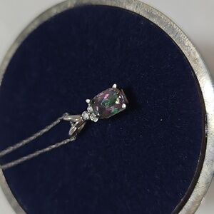 10k White Gold Mystic Topaz Necklace